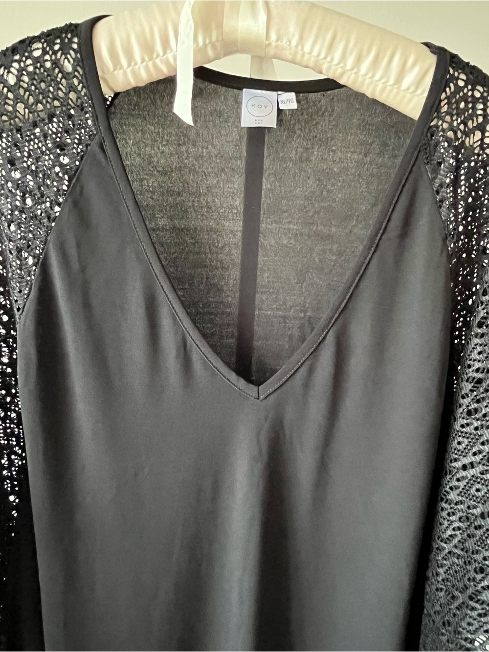 KOY Resort Black Lace Sleeve Tunic Cover-Up Top Boho Resortwear XL - Picture 13 of 13